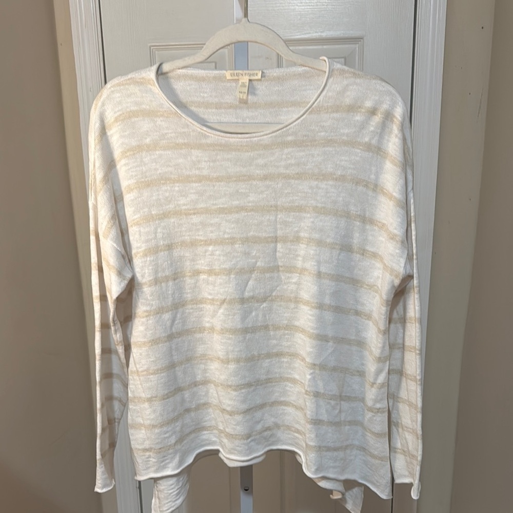 Eileen Fisher Cream Long Sleeve Relaxed top